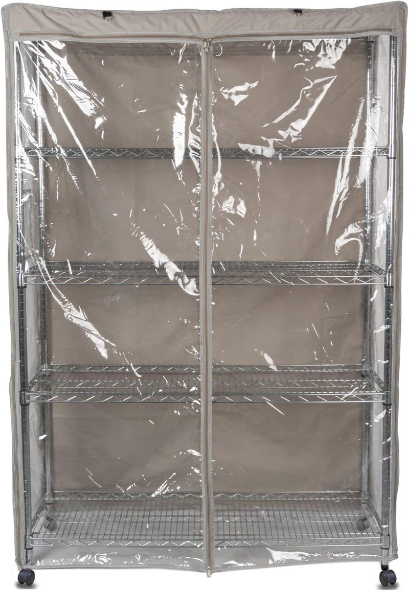 YLOVAN Storage Shelf Cover Wire Rack Shelving Dust Protective, Fits Racks 48" L x 19'' D x 72'' H Three Side See Through Panel (Cover only) - Image 5